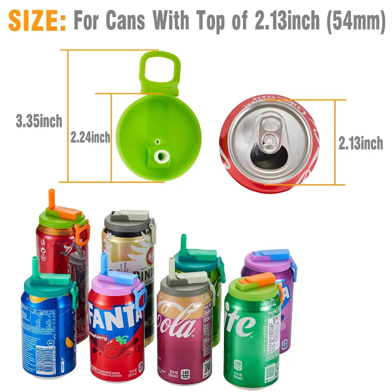 1PCS Soda Can Lid with  Straws Reusable Silicone Lid Cover Portable Canned Beverages Juice Beer Straw Cap for Home Picnic