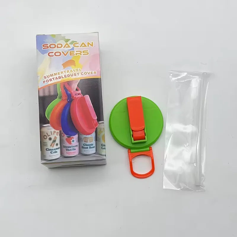 1PCS Soda Can Lid with  Straws Reusable Silicone Lid Cover Portable Canned Beverages Juice Beer Straw Cap for Home Picnic