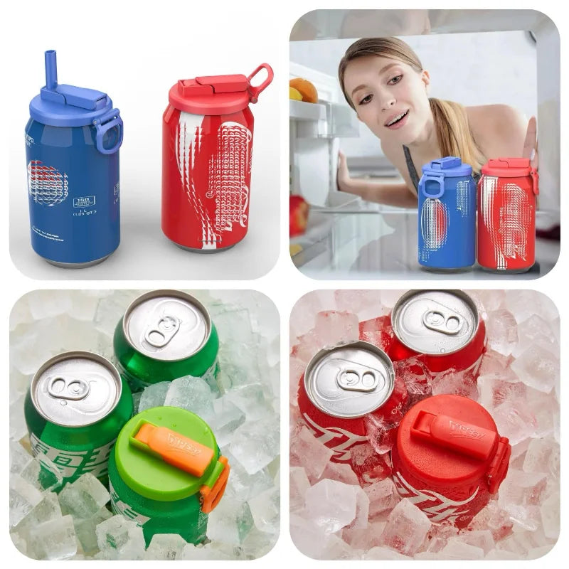 1PCS Soda Can Lid with  Straws Reusable Silicone Lid Cover Portable Canned Beverages Juice Beer Straw Cap for Home Picnic